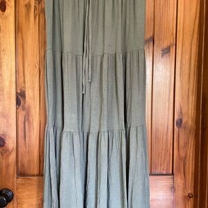 SO Green Tiered Maxi Skirt Casual Resort Wear